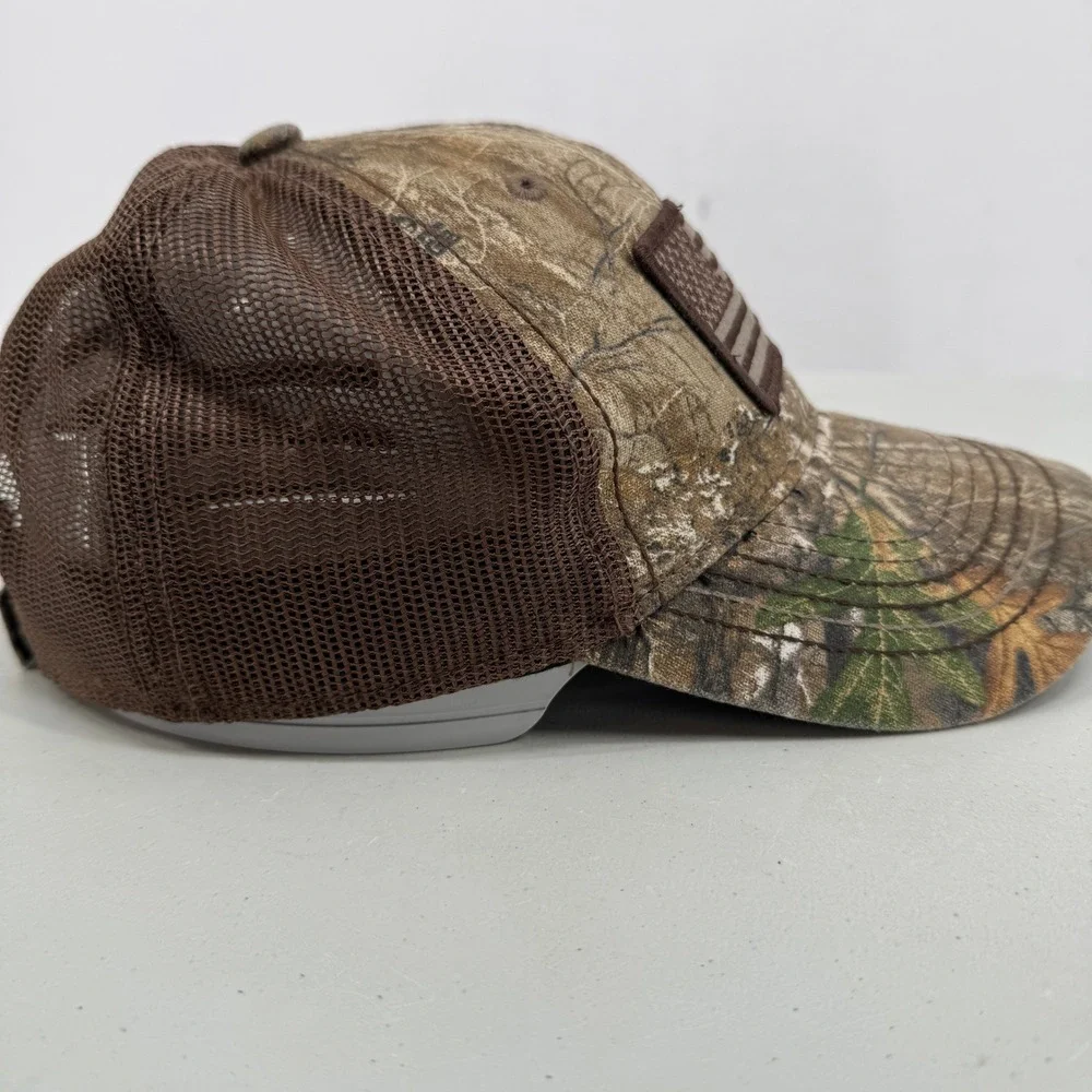 Outdoor Cap Trucker Hat Mens OSFM Camo American‎ Flag Patch Mesh Back Realtree